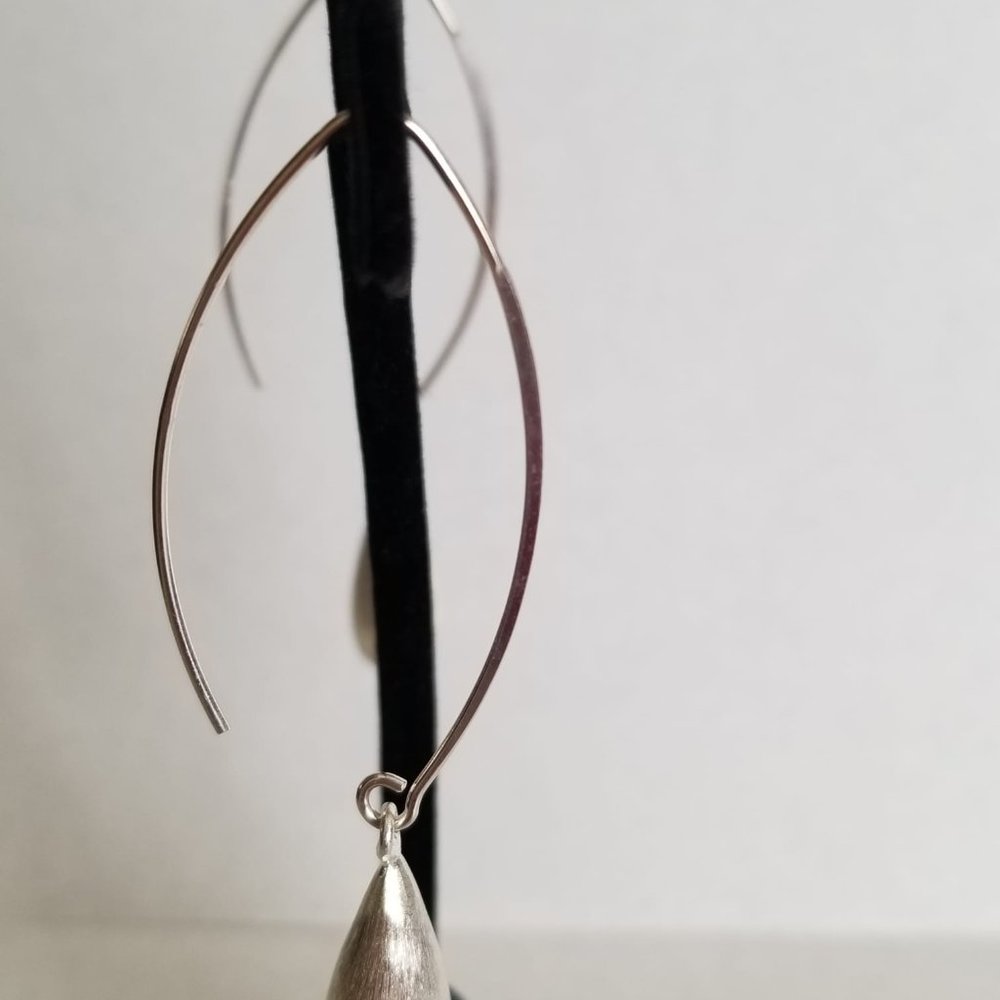 Solid 925 Sterling Silver Wire Dangle Drop Brushe… - image 4